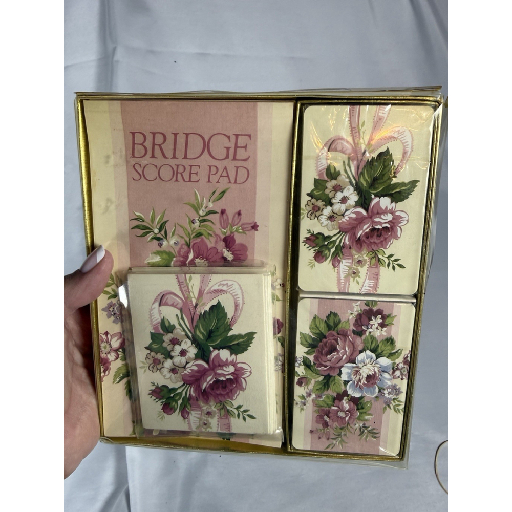 VTG CR Gibson Sonnet Playing Card Gift Pack BRIDGE Flowers 2 Decks Score Pad NEW